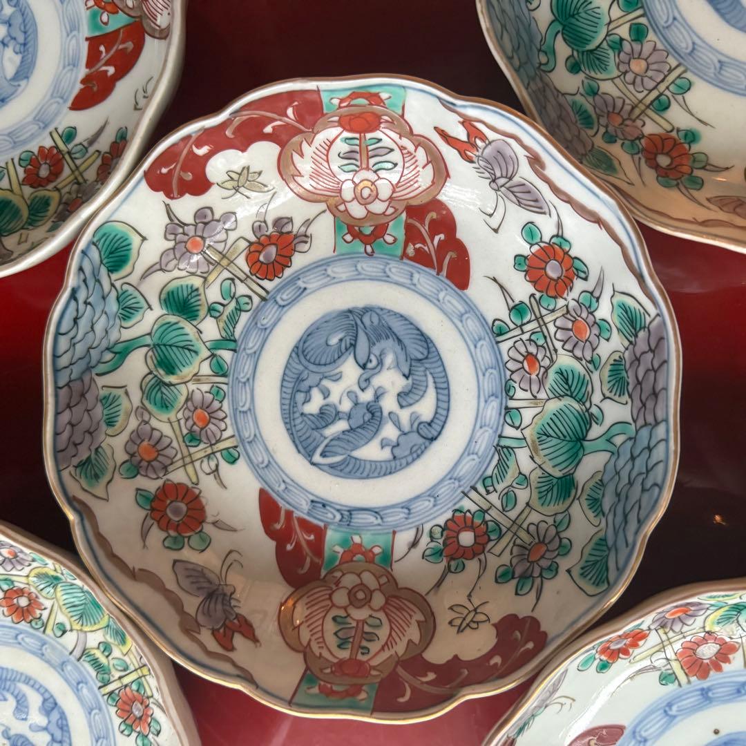 2152様感謝‼️いいとこどり‼️Dragon❌あじさい桐に蝶菊　七寸皿＆膾皿の2客