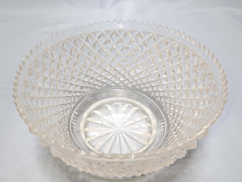 名家蔵出 江戸期 江戸切子鉢 6寸 保証