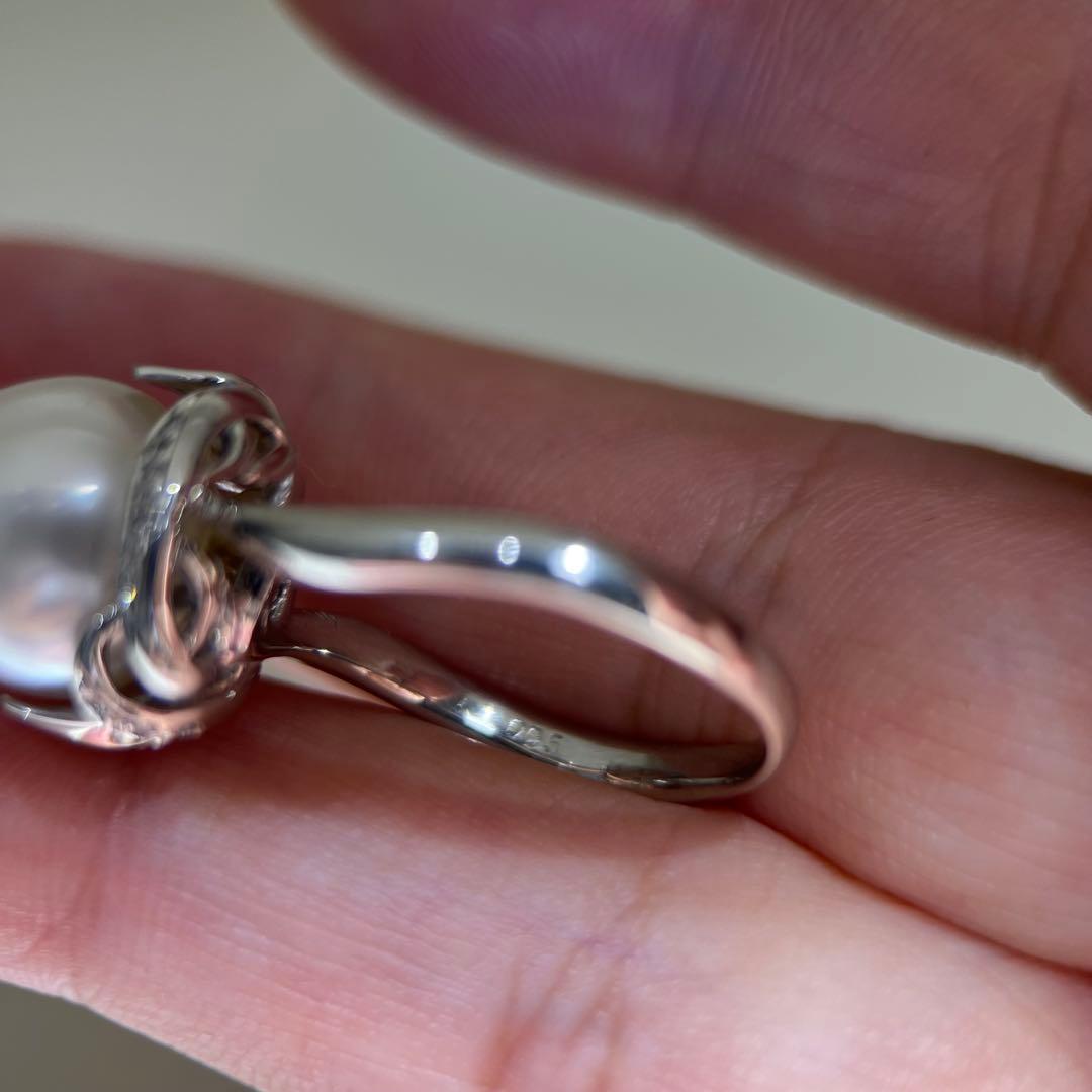 新品】Pt900天然海水白蝶真珠リングダイヤモンドリング