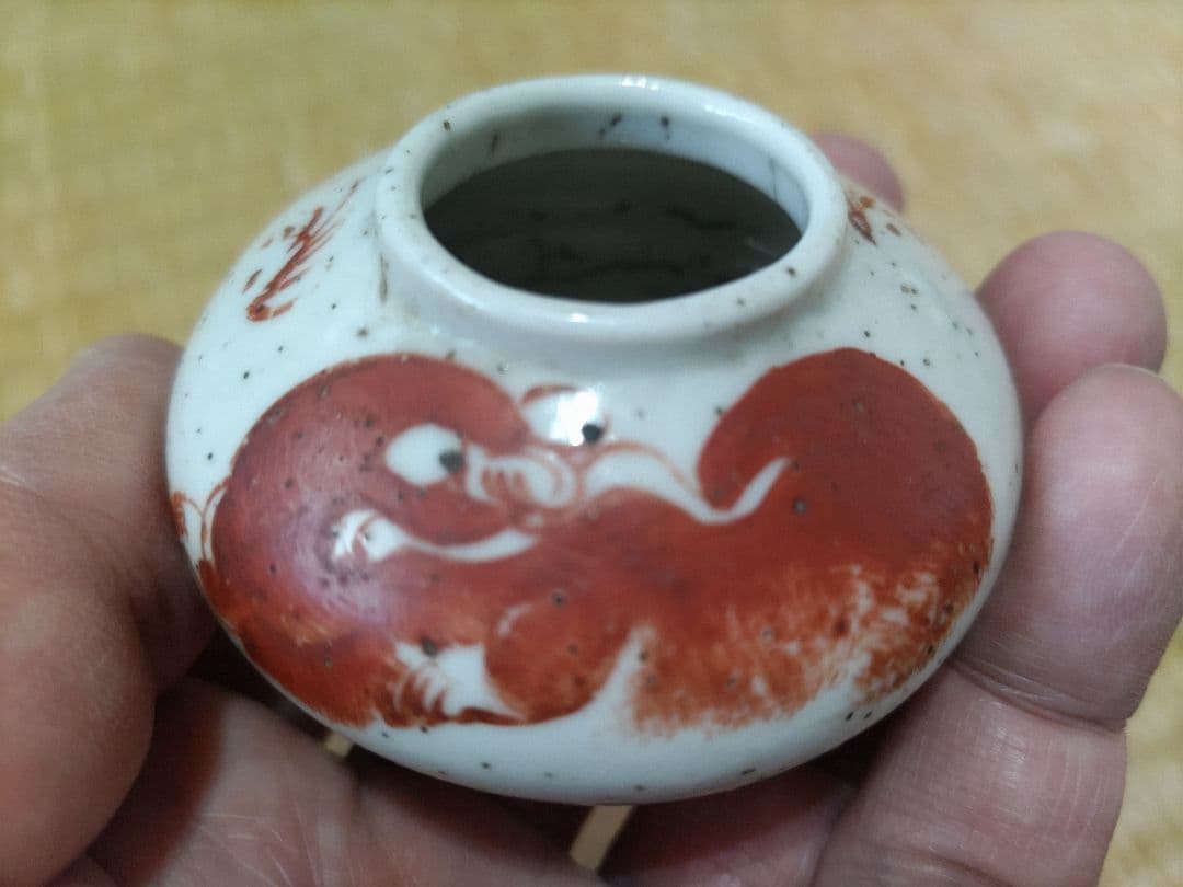 中国 赤絵 文房・水盂 獅子図・清朝・小壷 - メルカリ