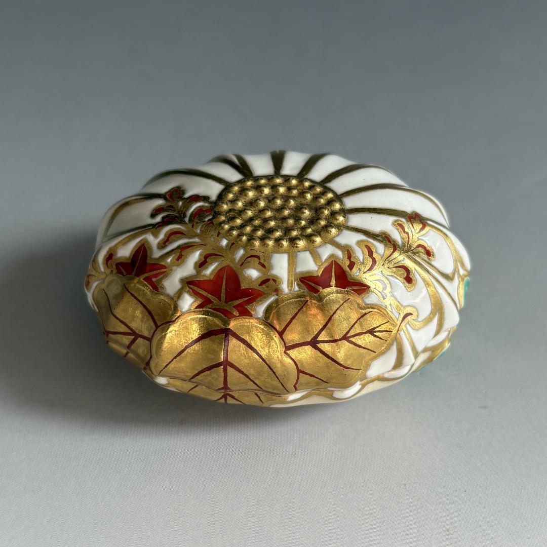 茶道具 香合 開扇香合 味渓窯 永寿作 共箱 S164KG 茶道具 香道具 橋本