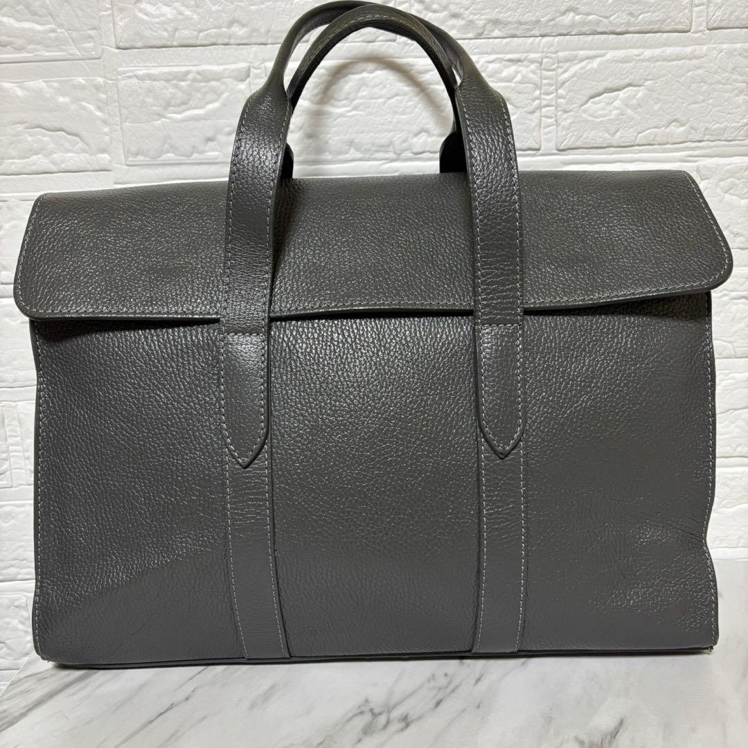 【新品未使用】　ボルサインペレ ビジネスバッグ　本革レザー シボ革 A4 グレー