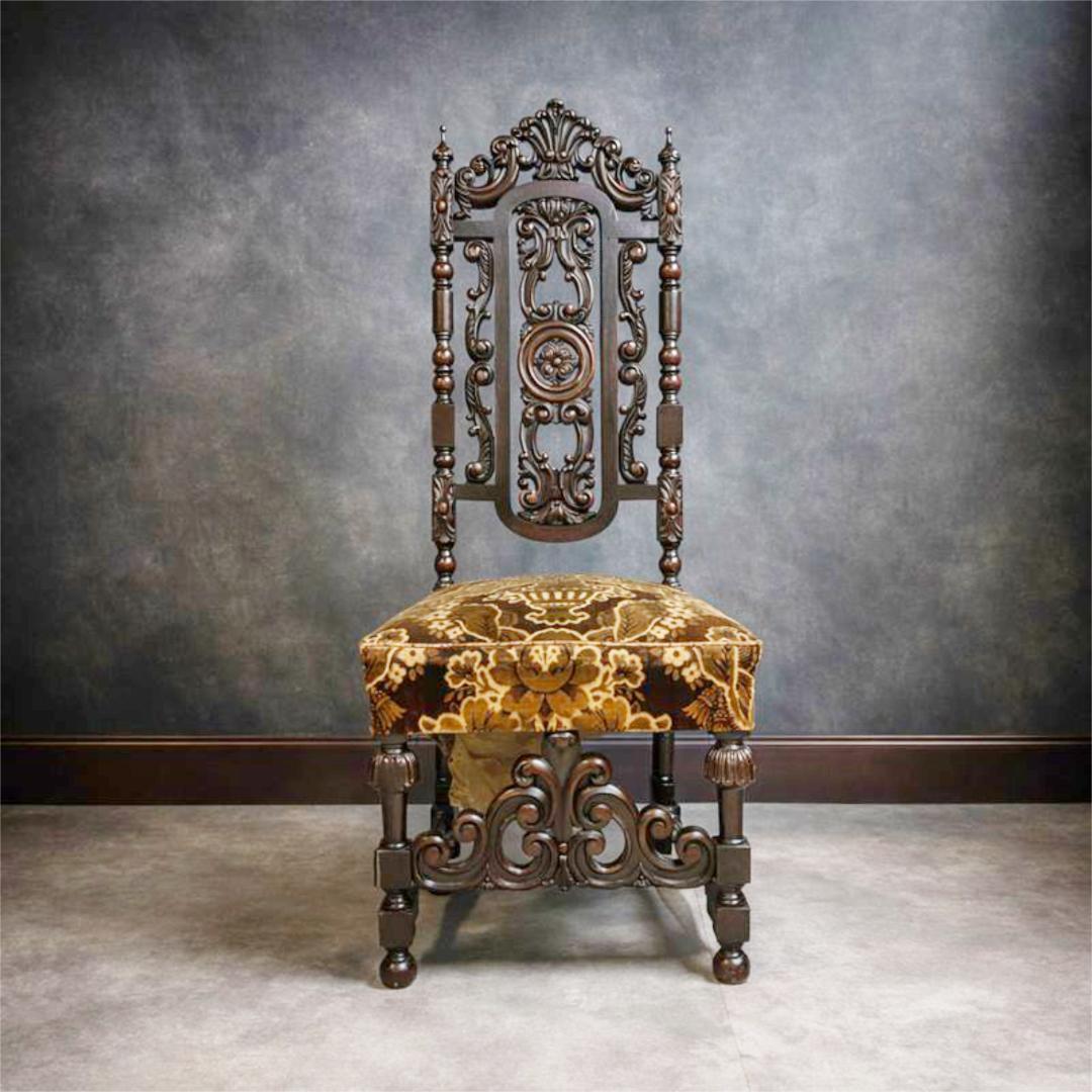 18世紀 バクタプール キング＆クイーンスタイルのハイバックチェア