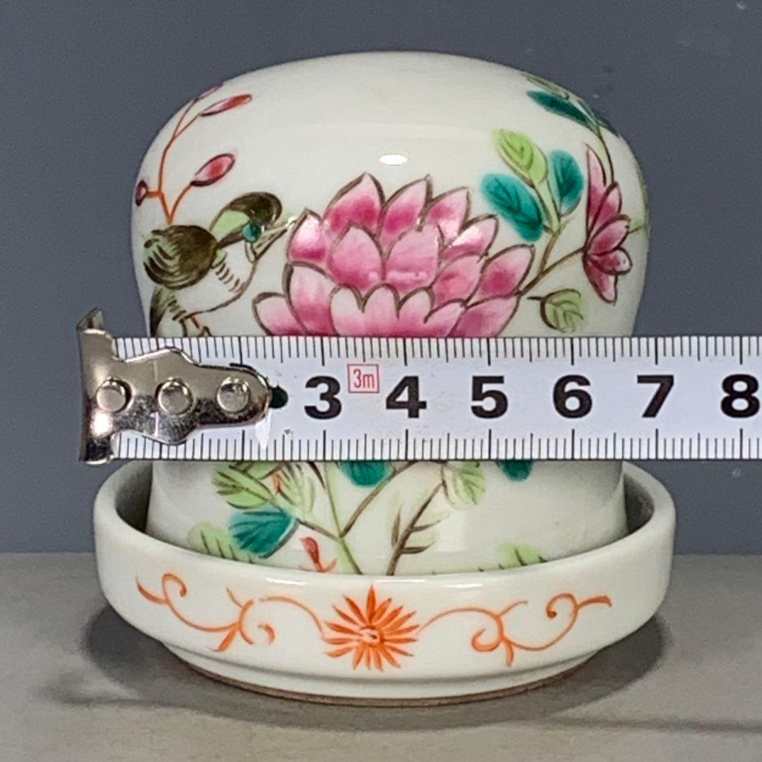 パステル花卉花鳥蓋猪口サイコロ猪口 景徳鎮 陶磁器 装飾品 現代工芸品