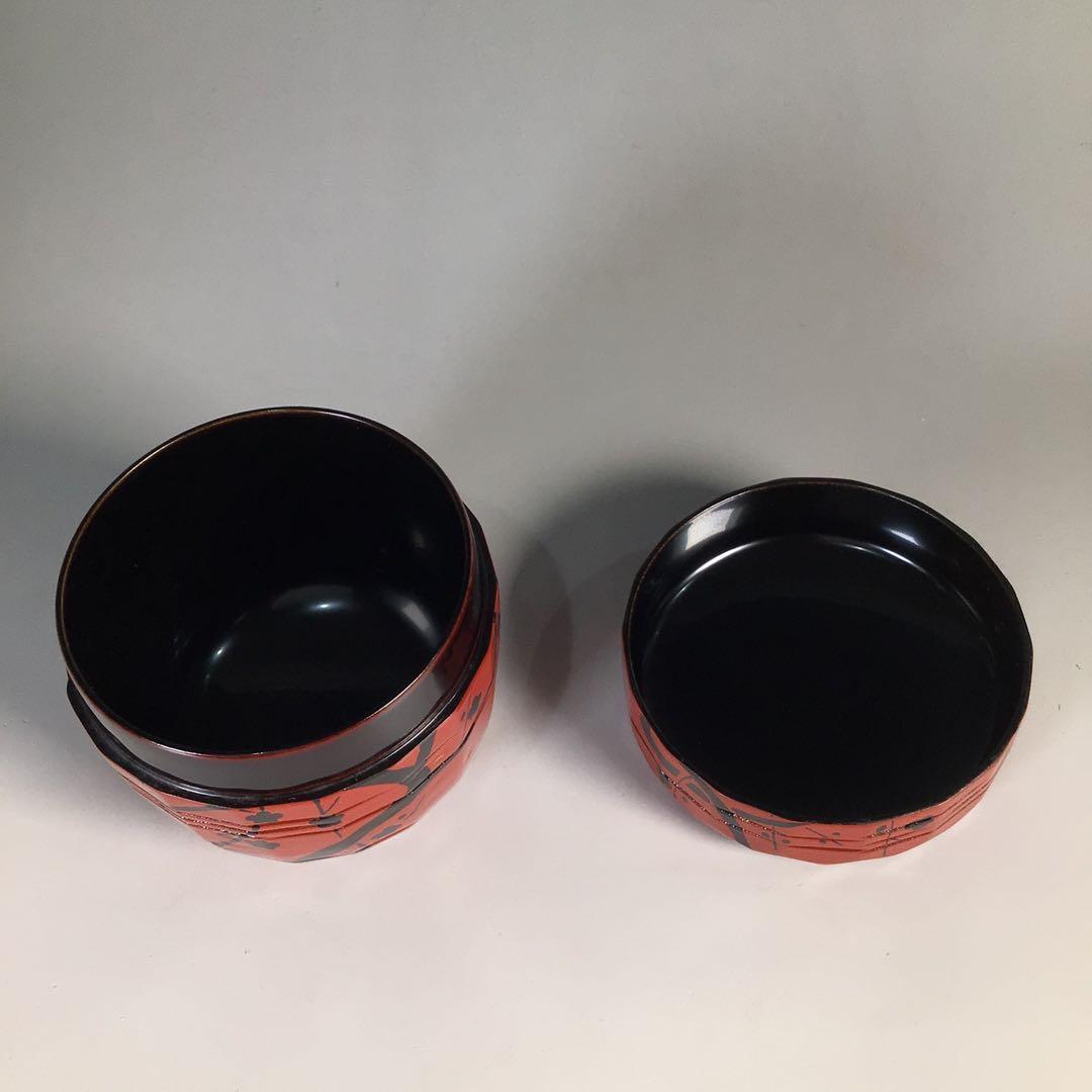 M637 棗 『加賀蒔絵師 早見征一作』『朱漆塗』『梅月蒔絵』 共箱