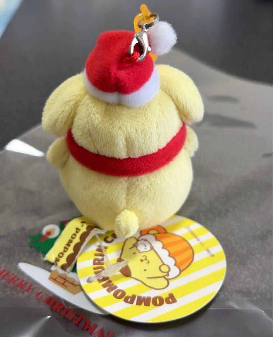 ポムポムプリン　ポムポムプリンカフェ限定　サンタ　クリスマス　ストラップ　タグ付