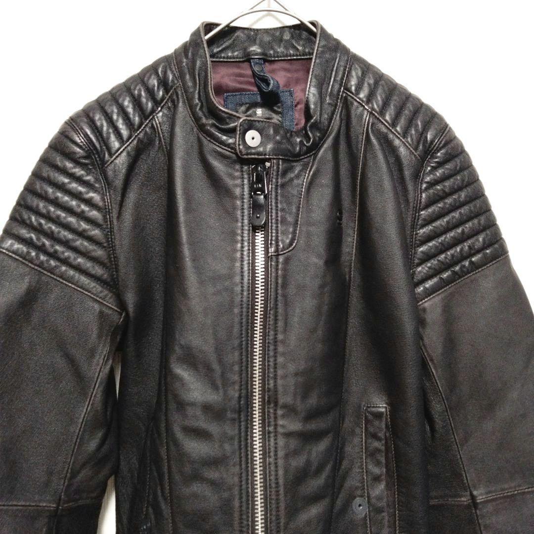 ジースターロウライダースジャケットシングルレザー豚革本革S