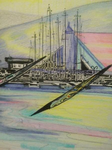 関口進、『白い灯台』、原画、証明書付、送料無料