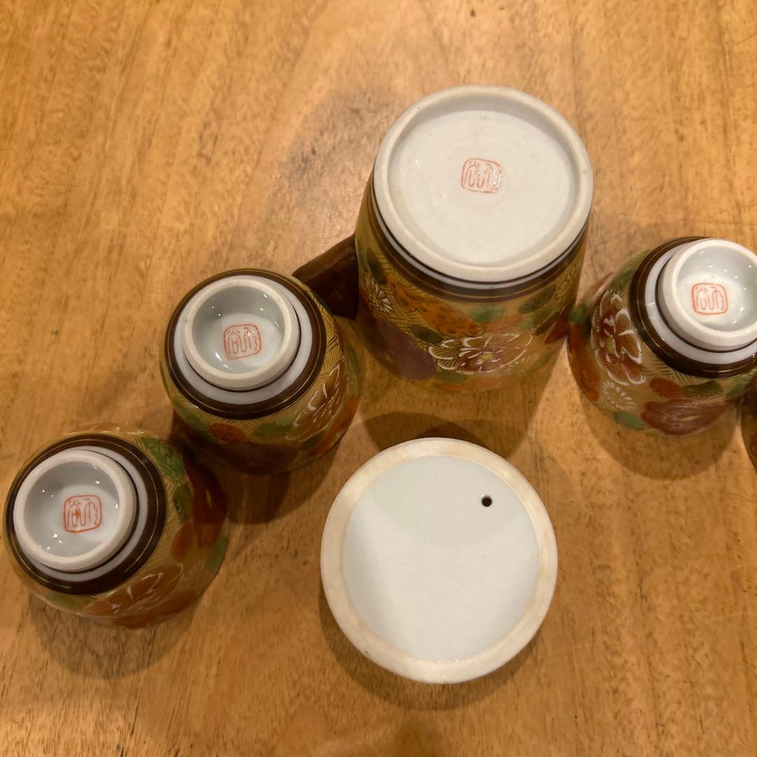 九谷焼 茶道具 小茶器（宝瓶） 手描き 豪華金花詰 急須 湯呑み揃え