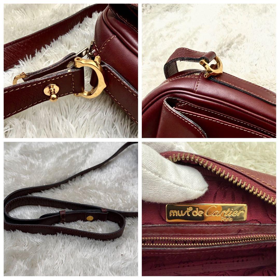 Cartierカルティエ マストライン ショルダーバッグ ボルドー レザー