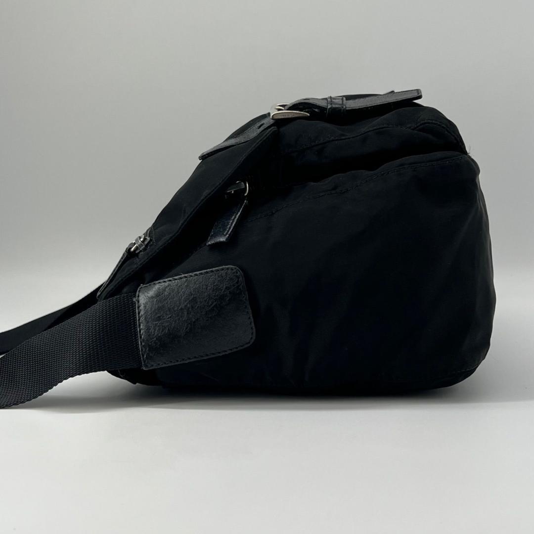 12460✨プラダ ショルダーバッグ ナイロン ダブルベルト 三角ロゴ 黒