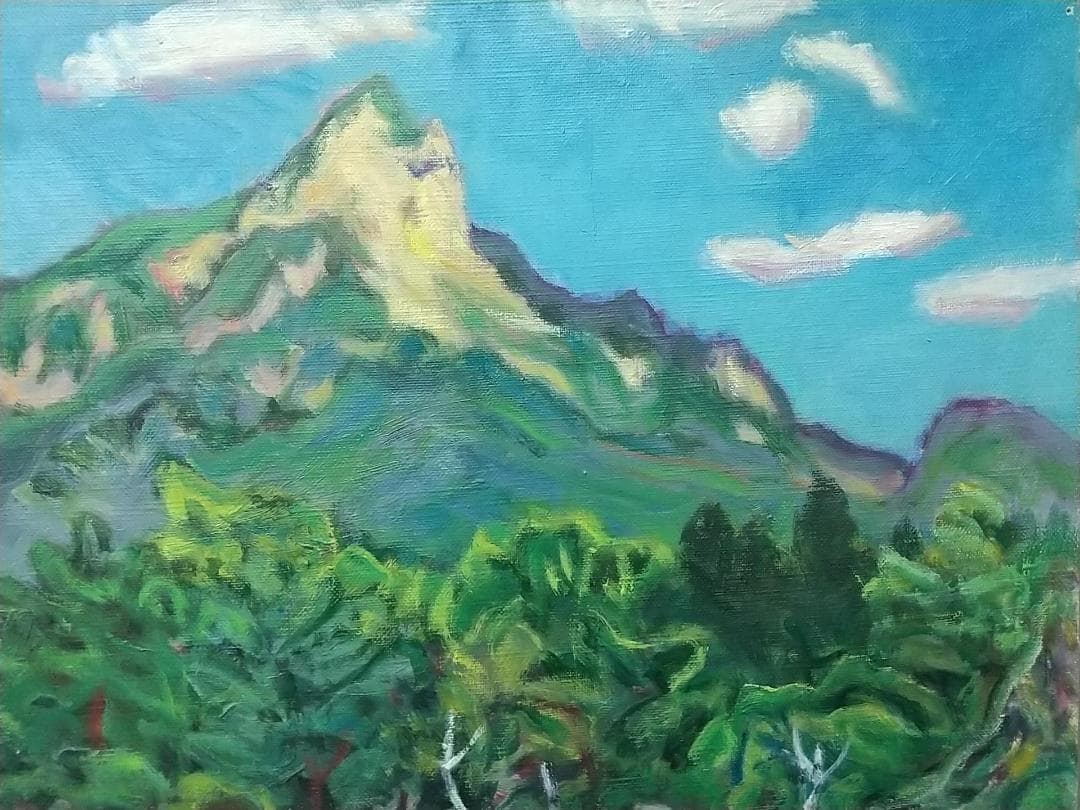 絵画 油絵「山の神（明神だけ）」F10