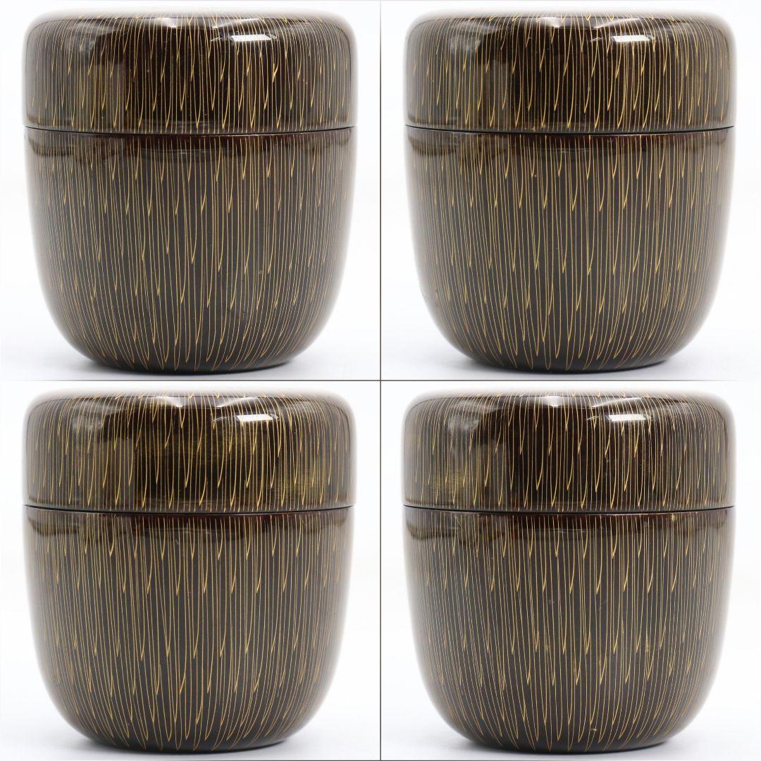 関翠雲作 金菊彫り 中棗 毛彫 茶道具 共箱 V937