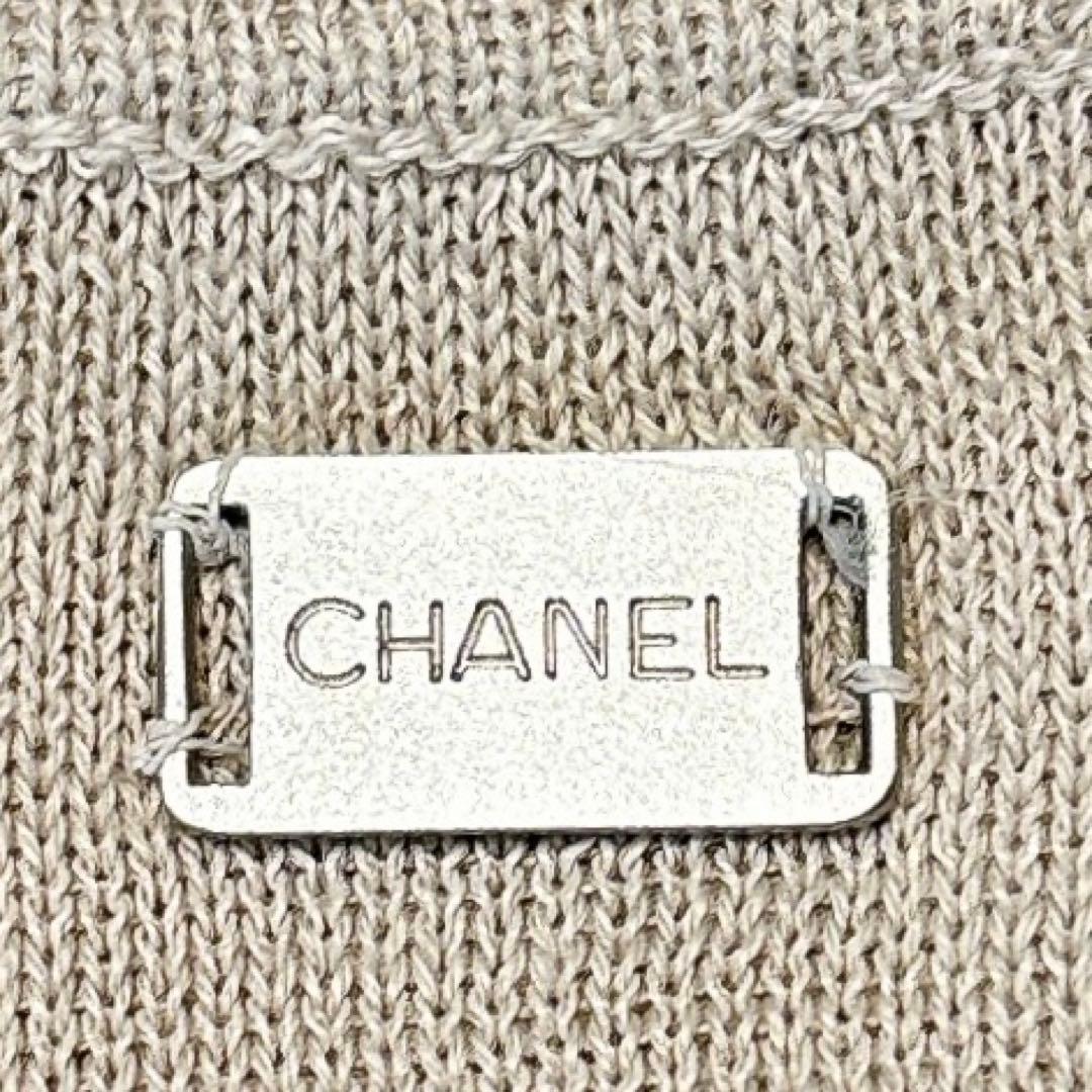 シャネル　ノースリーブカットソー　ロゴプレート　タンクトップ40 ベージュ