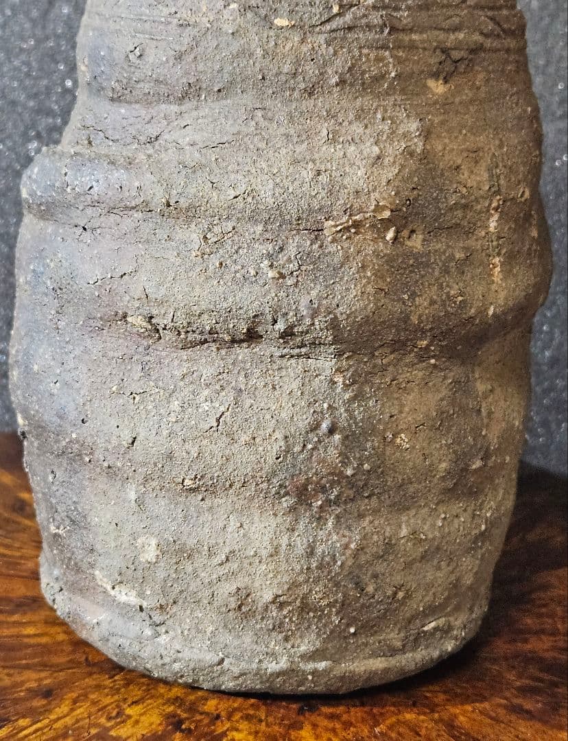 江戸時代 古信楽 檜垣文様 壺 花入れ 花生け 茶道具 茶器 古陶磁器