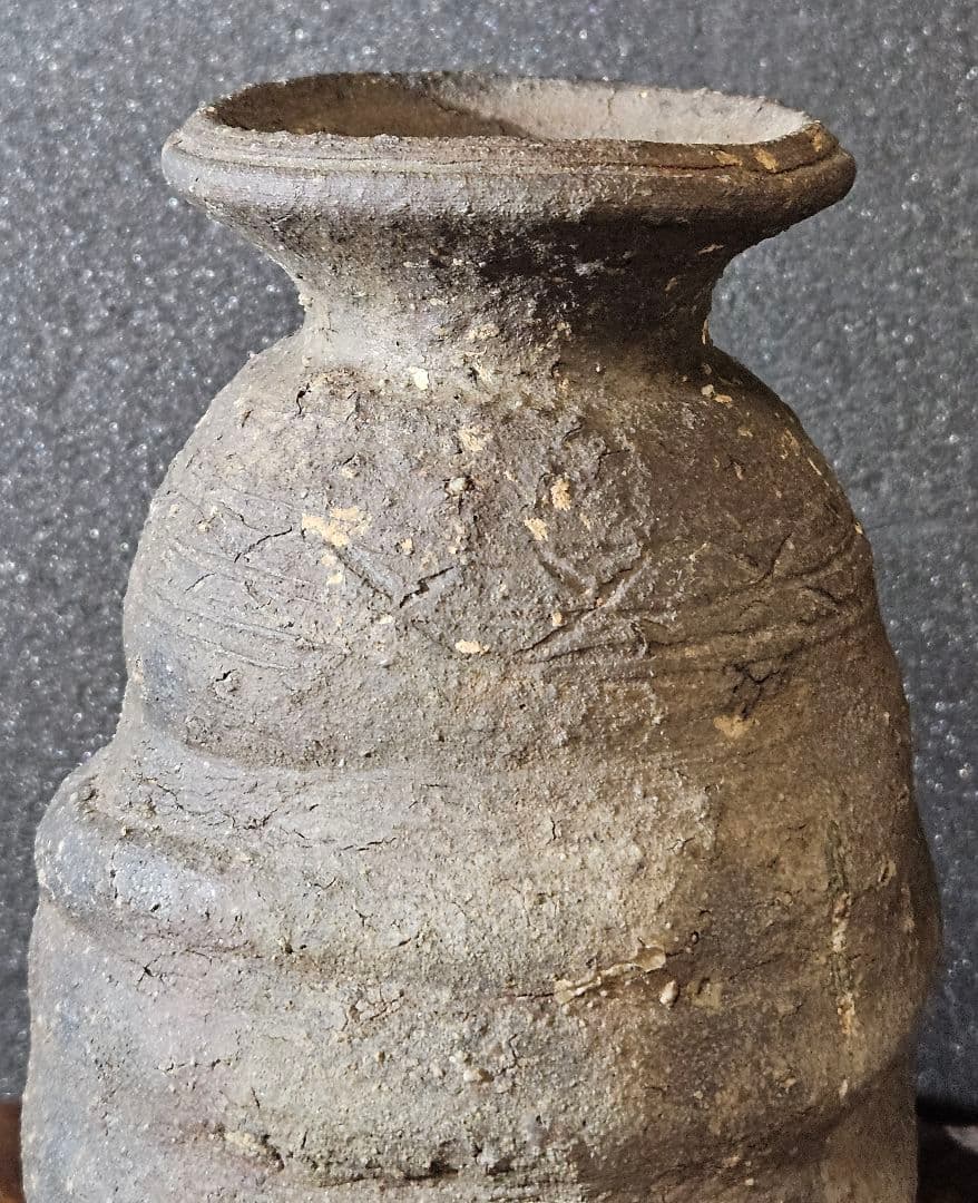 江戸時代 古信楽 檜垣文様 壺 花入れ 花生け 茶道具 茶器 古陶磁器