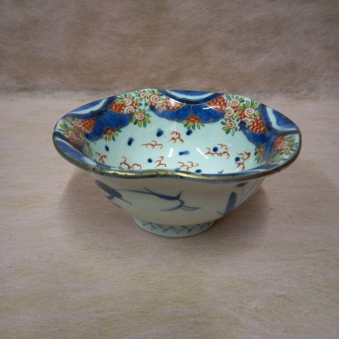 古伊万里 麒麟鳳凰文様錦三ツ鉢 古美術 古道具 骨董品 色絵付 皿