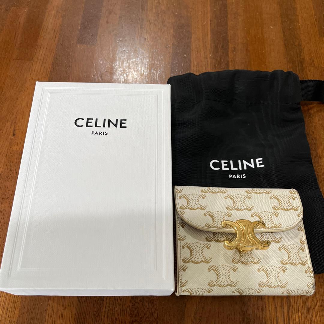 CELINE ホワイトレザー 三つ折り財布