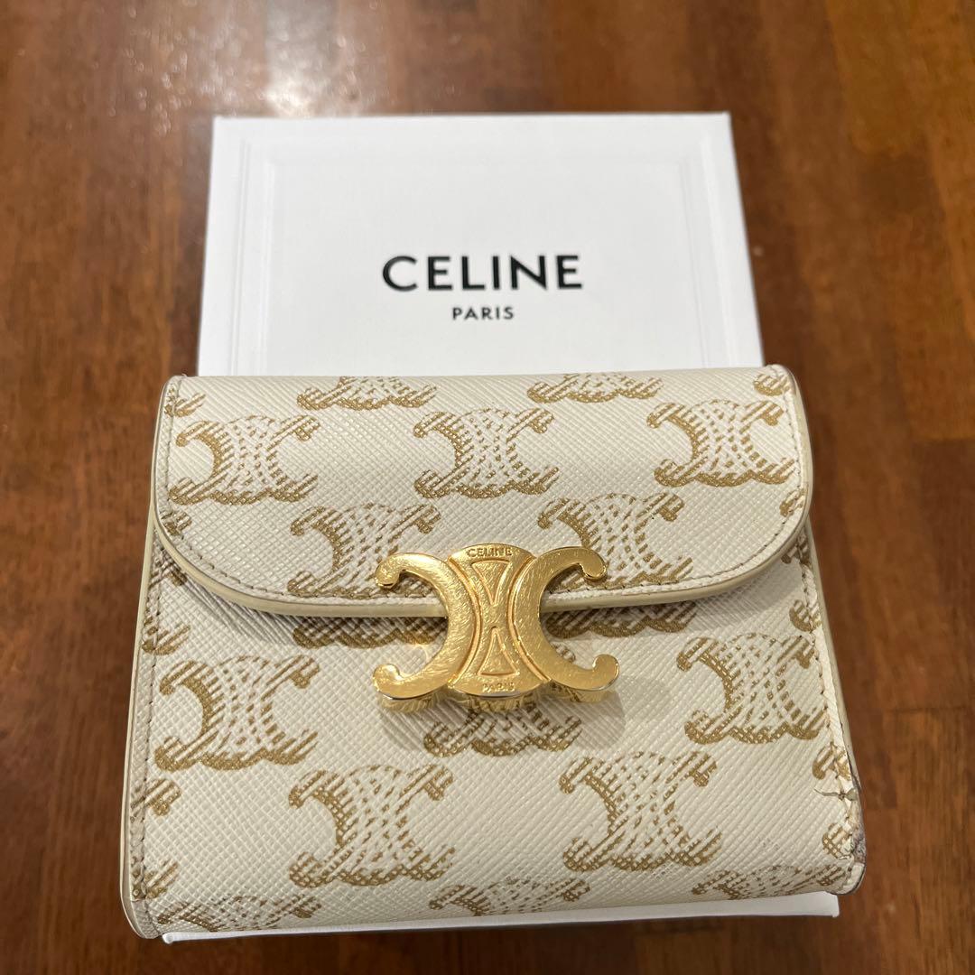 CELINE ホワイトレザー 三つ折り財布