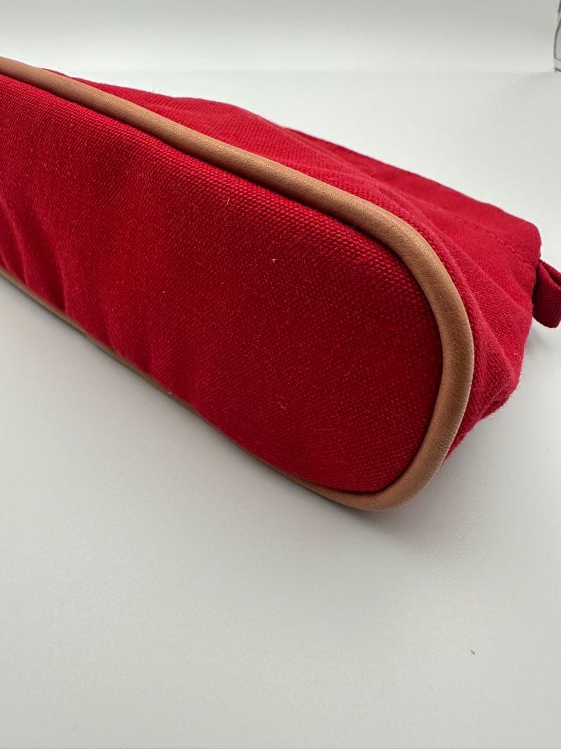 エルメス HERMES ボリードポーチ ミニミニ 赤 キャンバス 美品