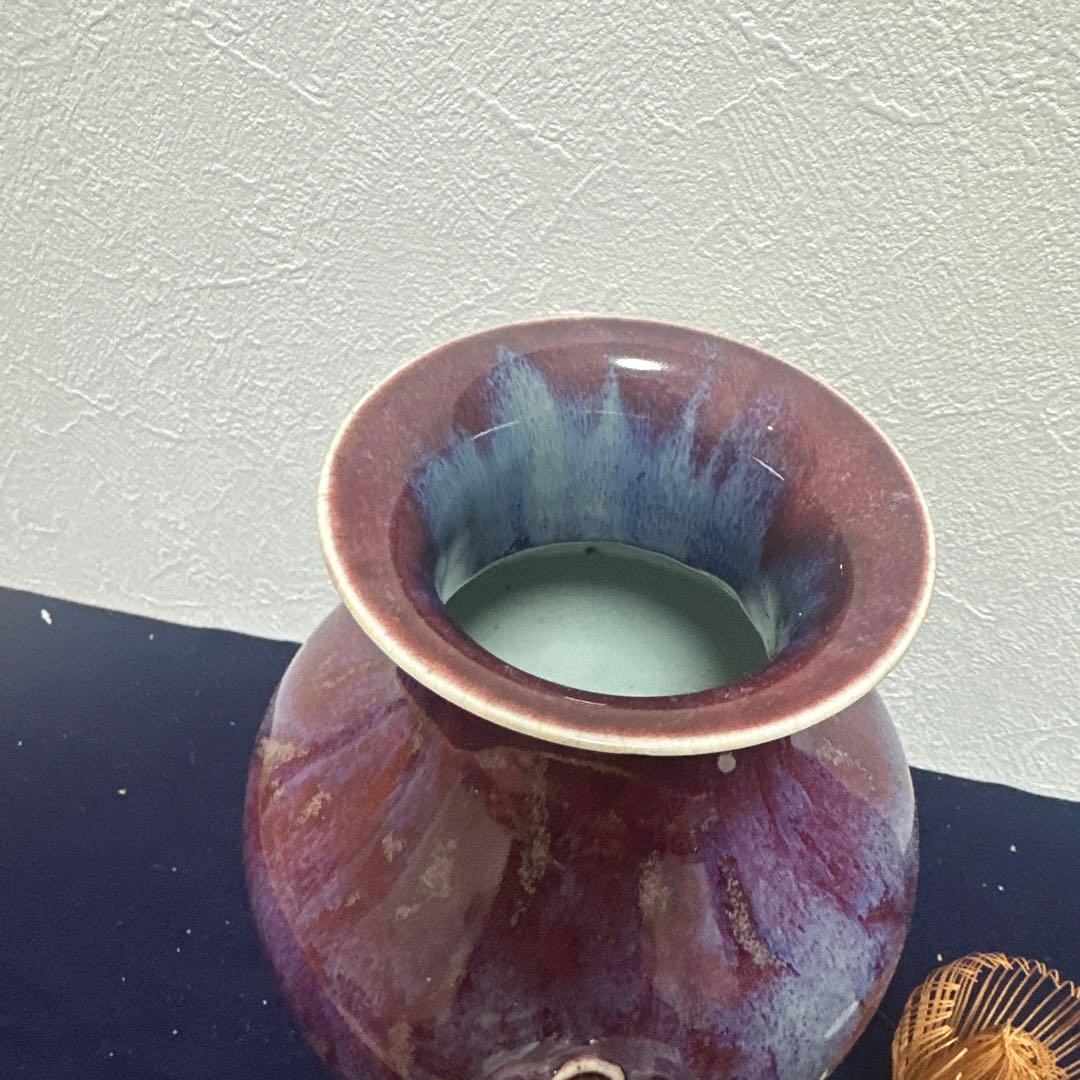辰砂花瓶 骨董品 アンティーク 古美術 陶磁器
