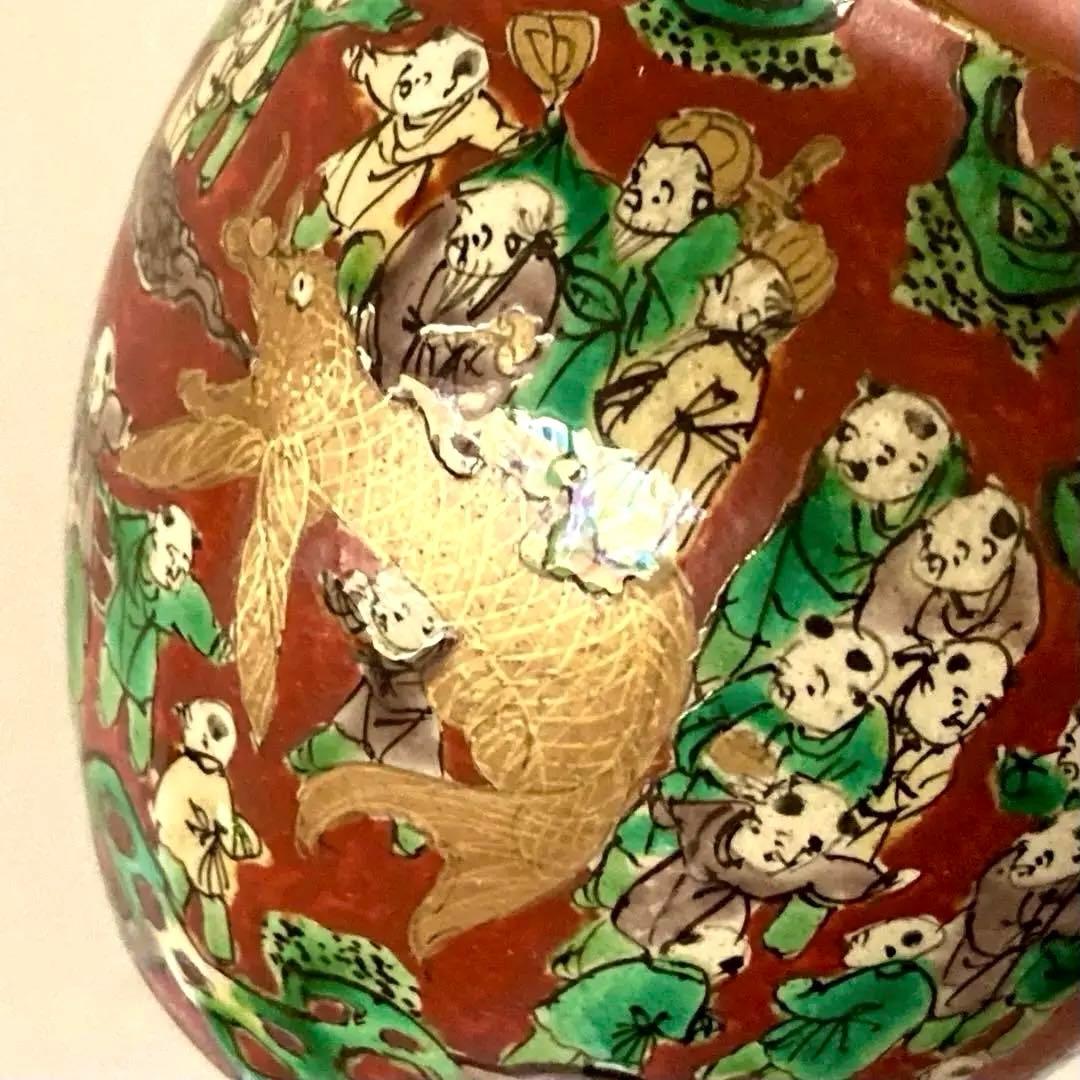 九谷 木米】 骨董 アンティーク 急須 唐様 金彩赤絵