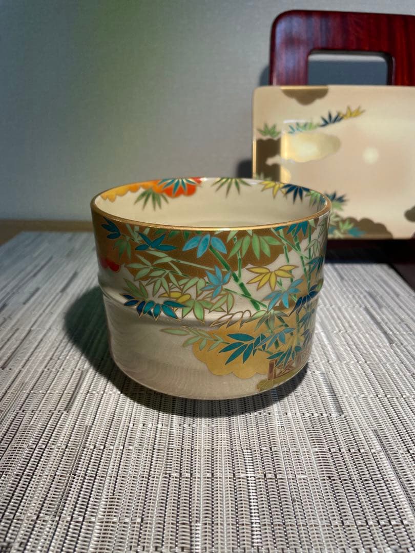 127桑野むつ子 京都 御所の花十二ヶ月【1月 河竹】抹茶椀・和