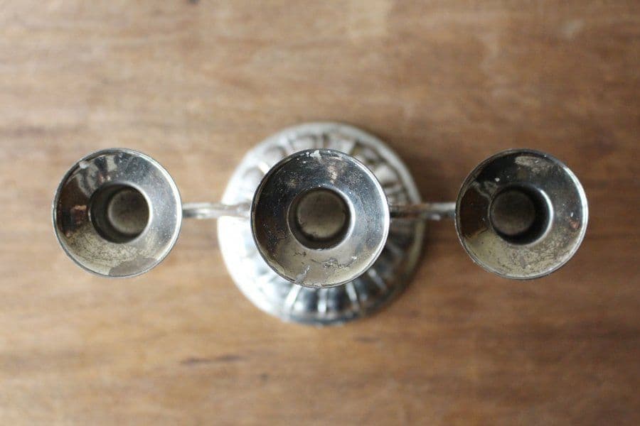 3連キャンドルスタンド】蝋燭 ホルダー 古道具 蚤の市 ブロカント