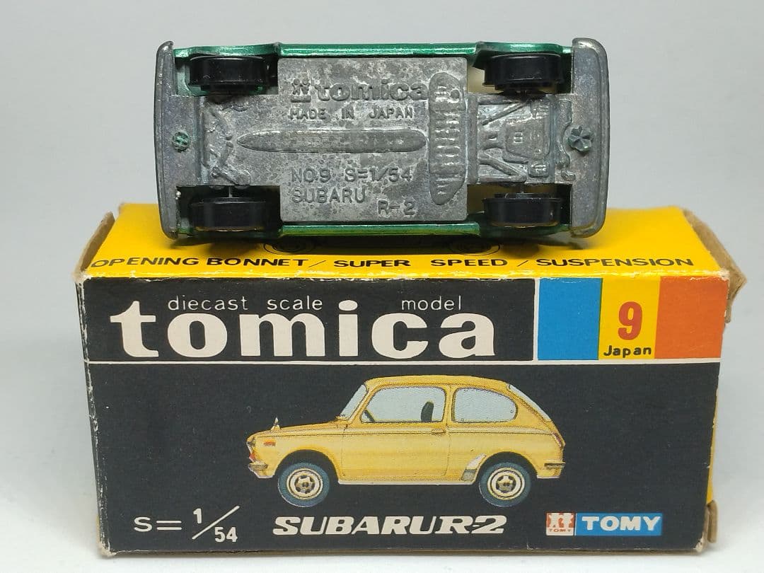 トミカ 9 スバル R2 緑 白シート 黒箱 緑色指定箱 日本製 レアモデル