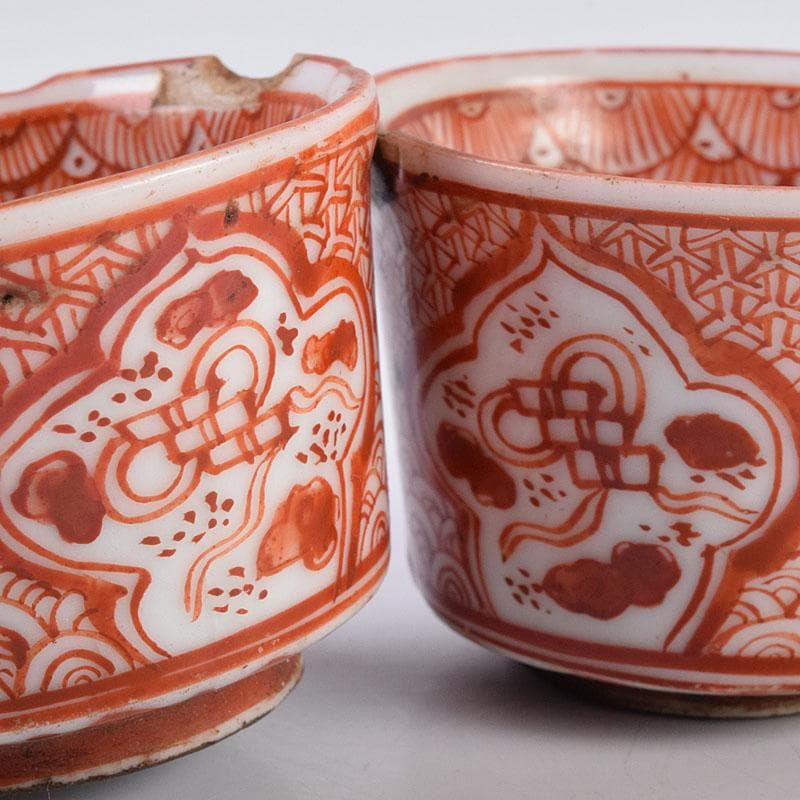 煎茶道具 赤絵宝珠文 煎茶器 五客 C R8961