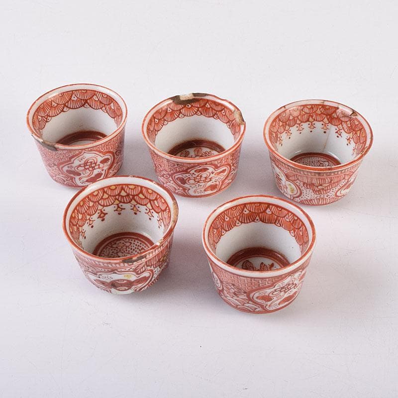 煎茶道具 赤絵宝珠文 煎茶器 五客 C R8961の通販はau PAY マーケット