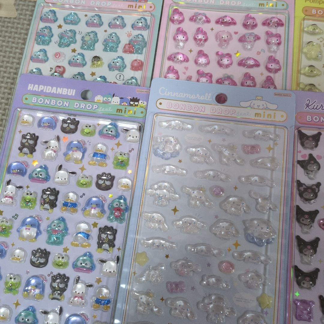 【正規品】最新作　サンリオ　ボンボンドロップシール　ミニ　8枚　コンプリート