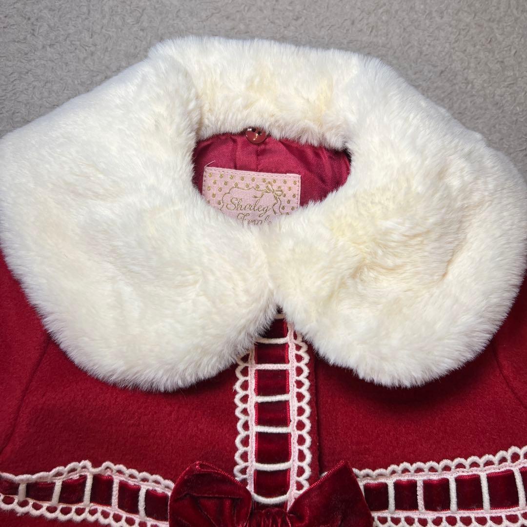 シャーリーテンプル　ラッピングリボンウールコート　赤　80cm-90cm 超美品