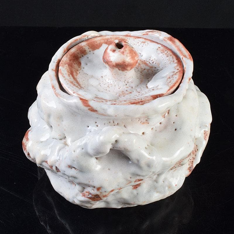 1080一無斎（一ム斎）作　志野水指　銘「知恵泉」　共箱　M　R9180H