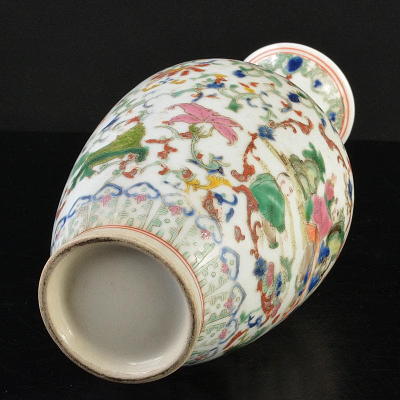 中国 粉彩 人物花神獣文瓶 M R7322