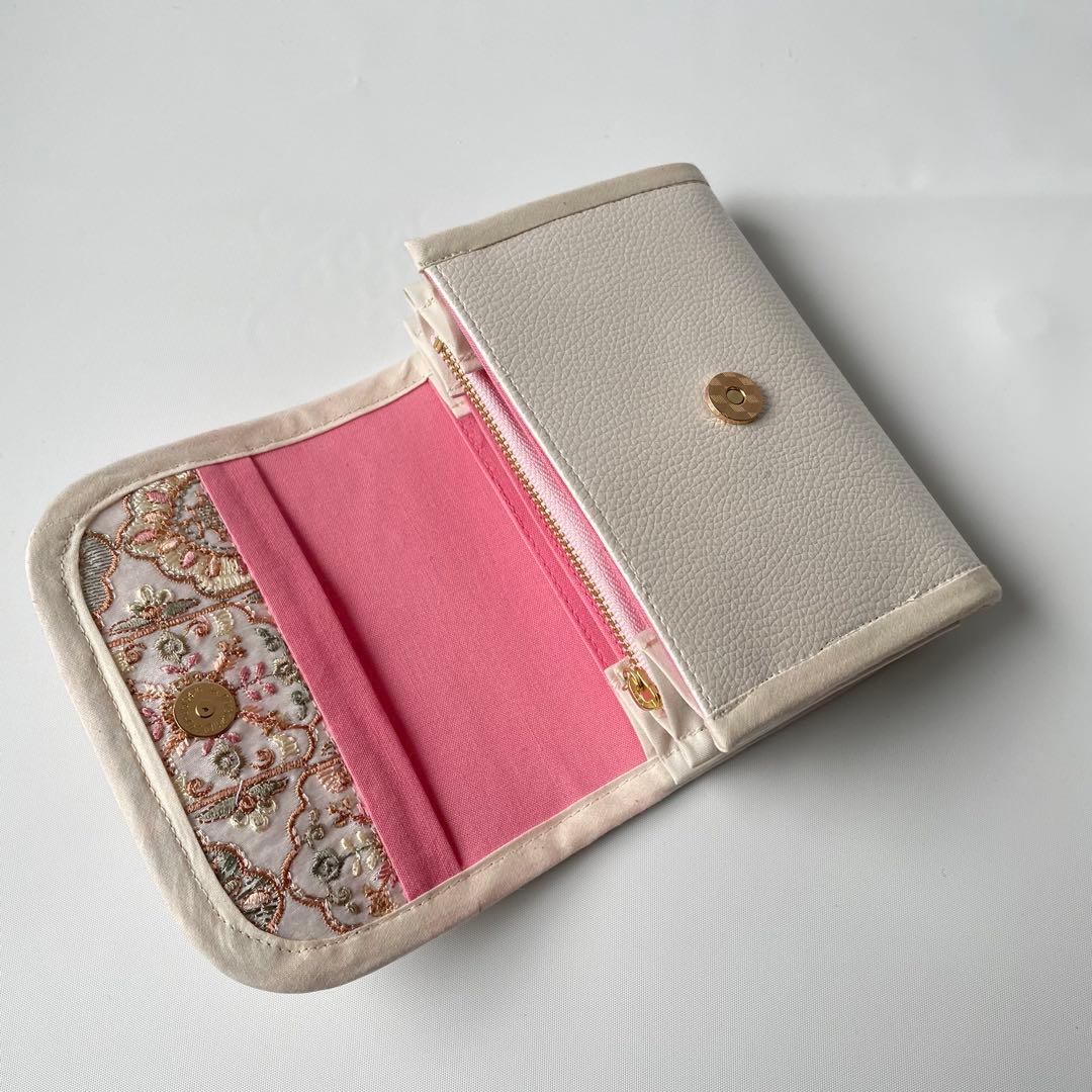 ☆ゆうか☆　長財布、ミニ財布2点　インド刺繍ピンク系　ハンドメイド