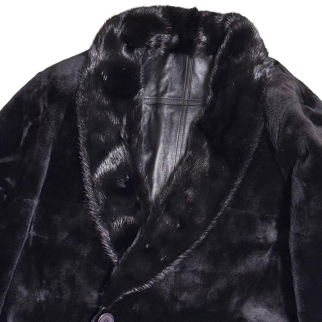 【とち さん】ミンク×レザー ダブルコート リバーシブル 本毛皮 本革 メンズ