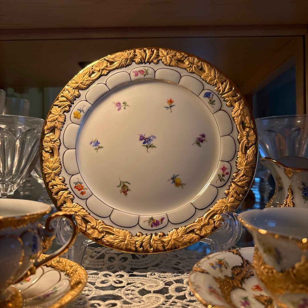 MEISSENマイセン グランツゴールド Xフォーム 宮廷の小花 プレート