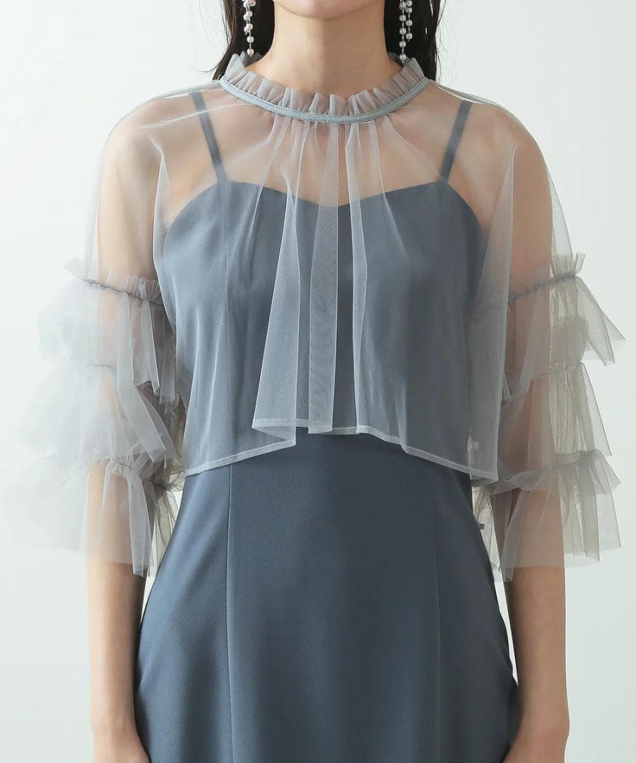 美品 カナ チュール ティアード ボレロ キャミワンピース L 大きい ゆったり