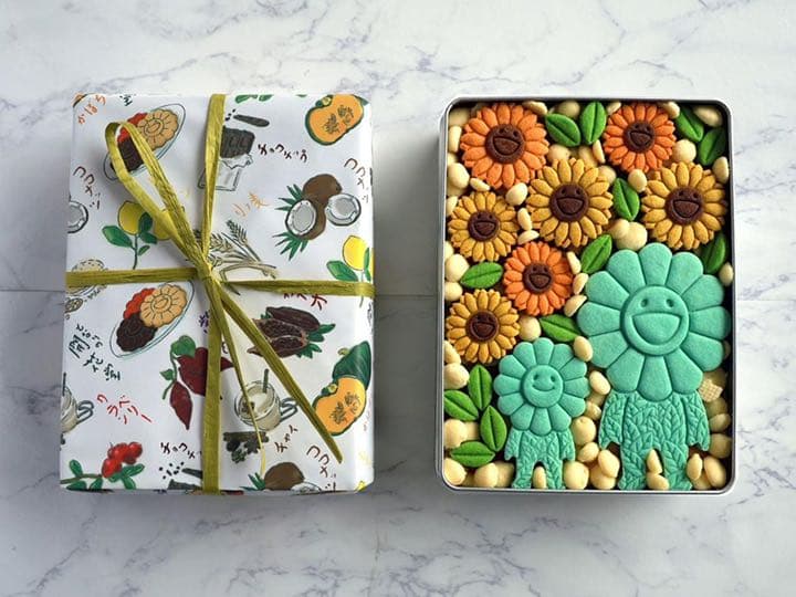 お花の親子のひまわりクッキー缶 となりの開花堂 村上隆