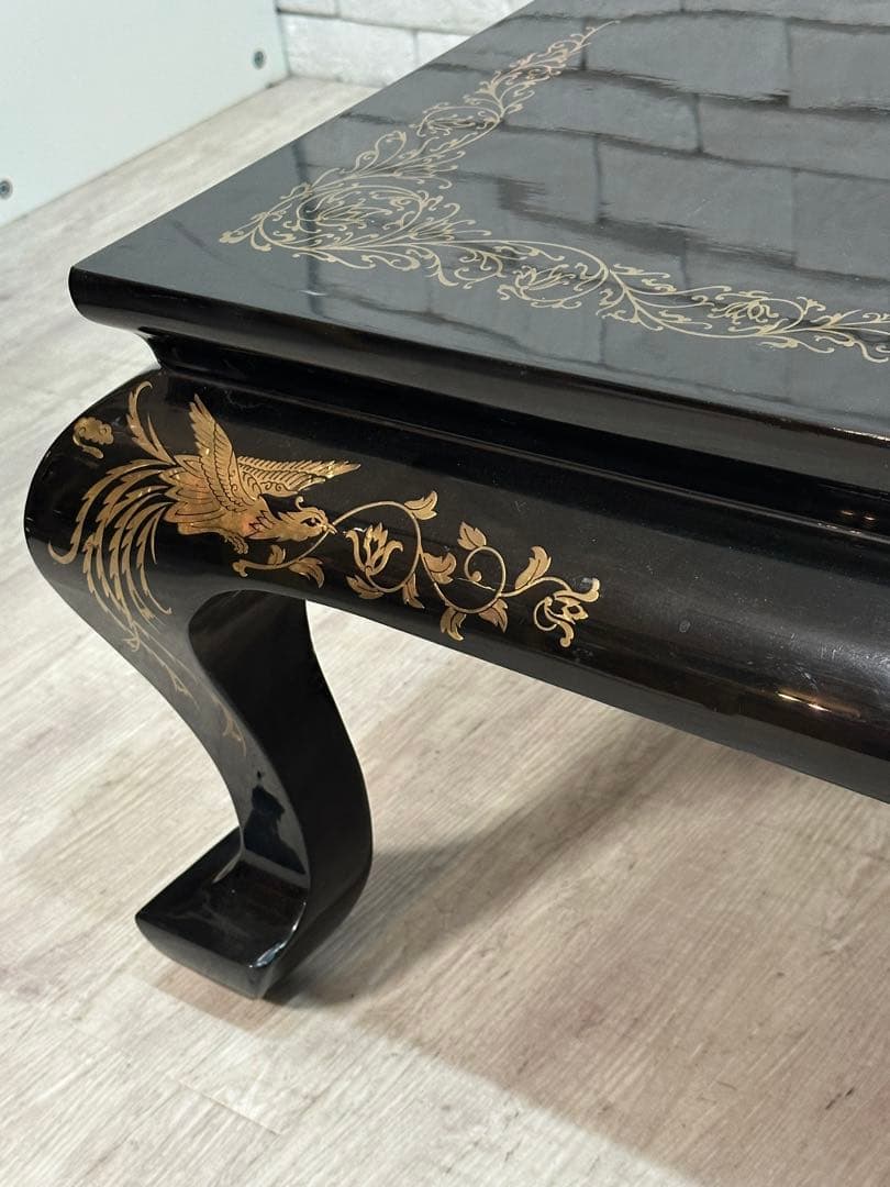 taka】定価65万 螺鈿細工 鳳凰 木製漆塗り テーブル 机 taka】定価65万