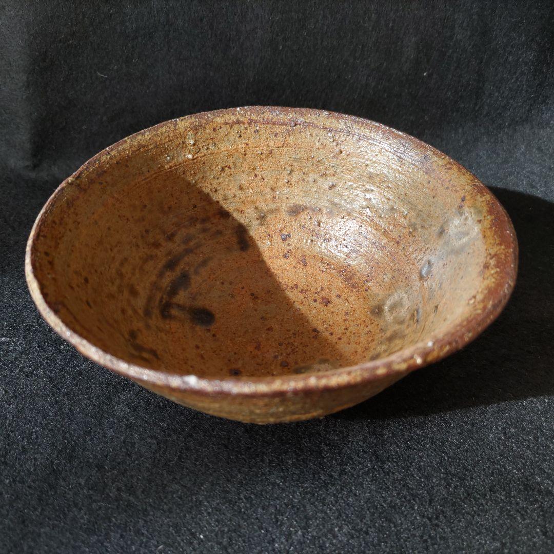 小林東五 伊羅保茶碗 茶道具 中古品 ホツ（小さな欠け）あり ご飯茶碗