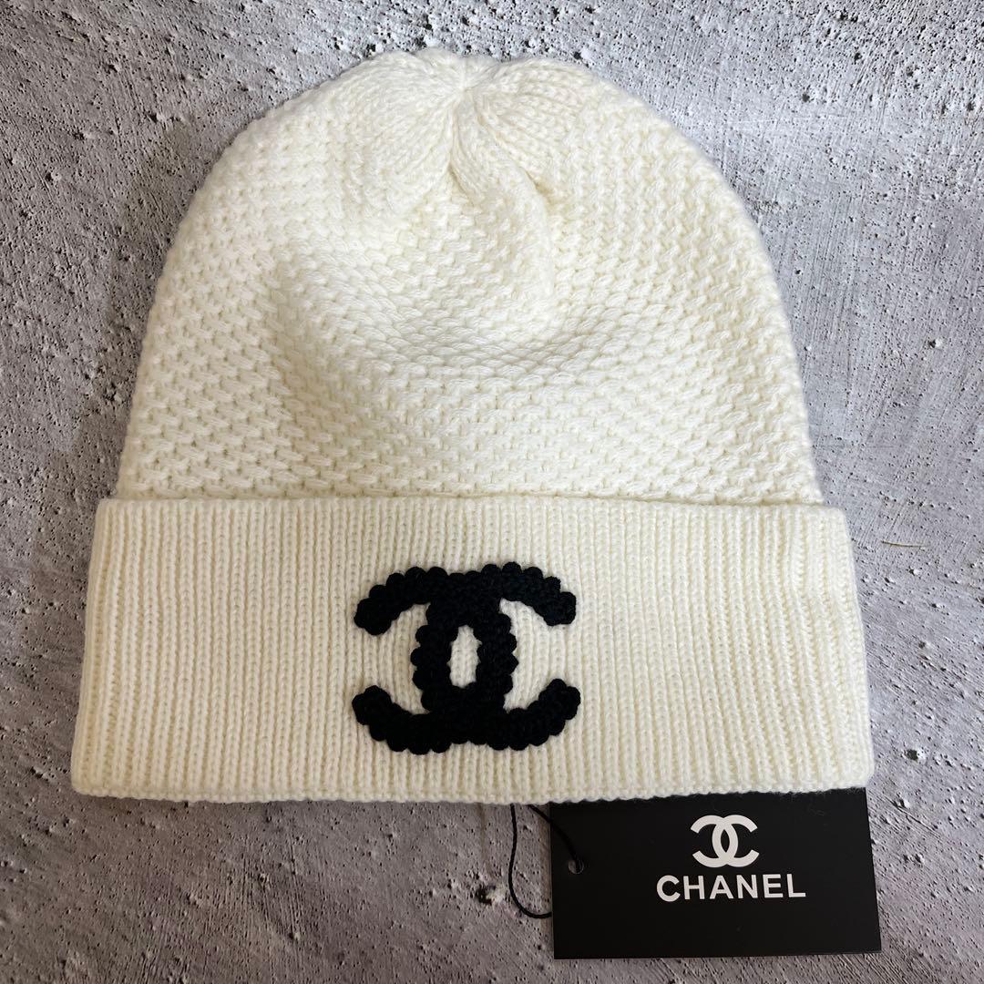 CCロゴ ニット帽 ホワイト - メルカリ