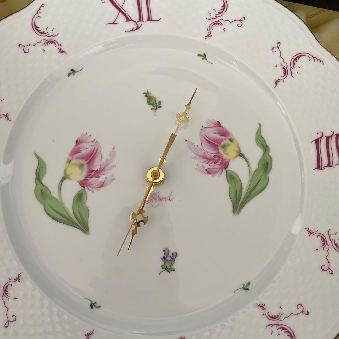 Herend 花柄陶磁器時計