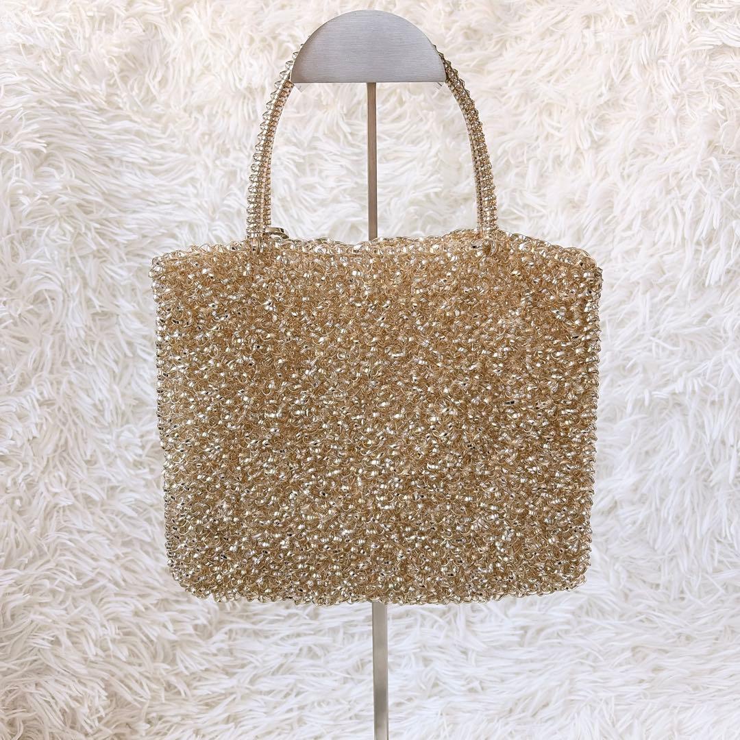 極美品　アンテプリマ　スクエアミディアム　シルバーゴールド　ショルダーチェーン付