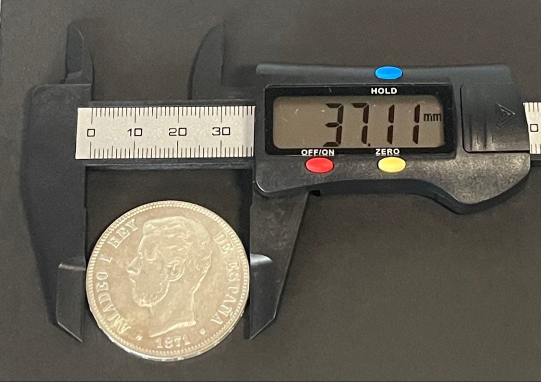 1871年 スペイン 5ペセタ銀貨 アマデオ1世 実測24.73g 本物 - メルカリ