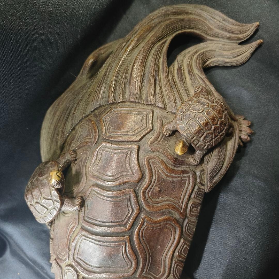 古備前 亀置物 大正骨董 縁起物 古美術 アンティーク コレクター放出美