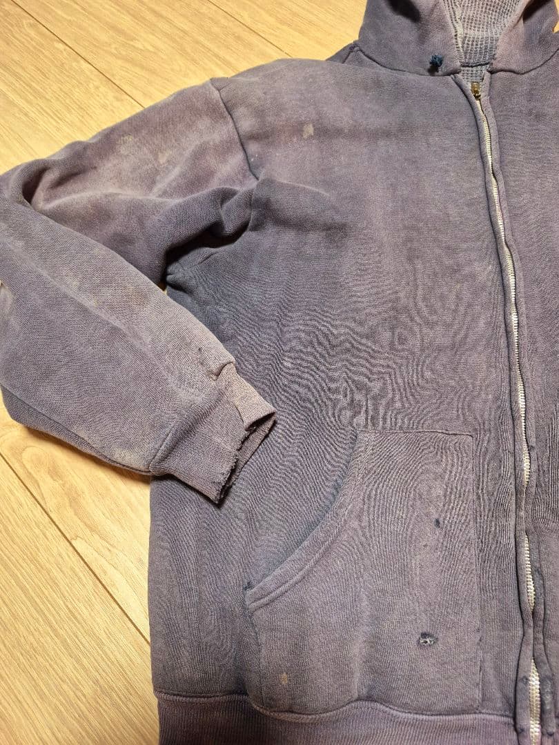 ヴィンテージ　ナス紺　裏サーマル　フルジップパーカー　60s　70s　セパポケ