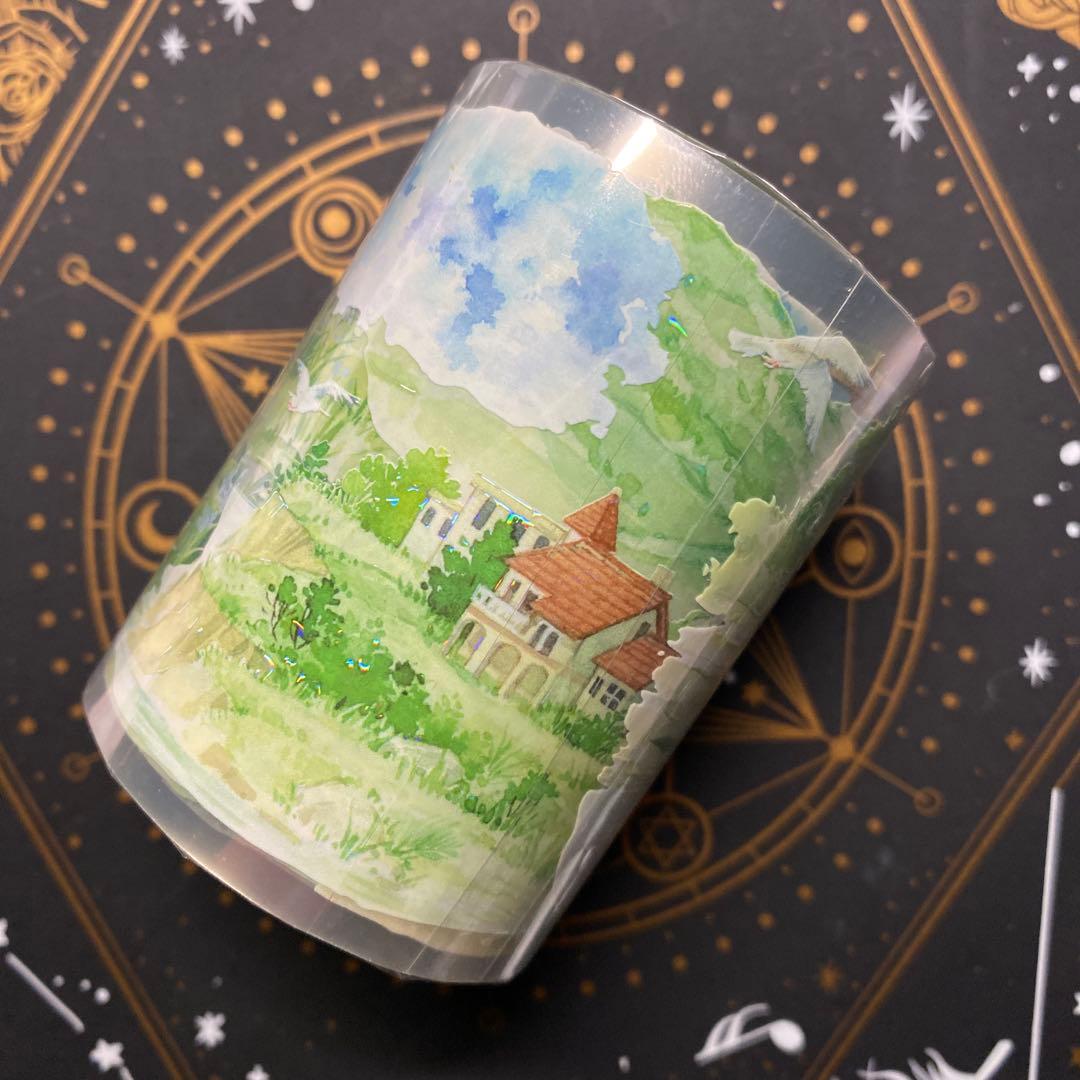 E1】海外 10m巻 貝殻光/PETマスキングテープ 装飾系/背景系/お花系