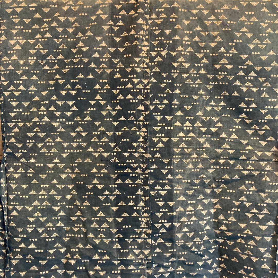 古布男物半襦袢両面染め型染ミツウロコ絞り時代劇